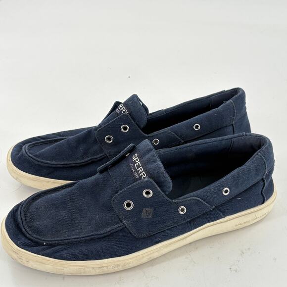 Sperry Mens Outer Banks Deck Shoes 10 Navy Blue Slip On Sneakers - Picture 2 of 7
